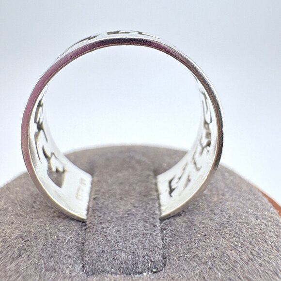 VTG Solid Sterling Silver 925 Hebrew Scripture Inscribed Band Ring Size 10 - Picture 4 of 8